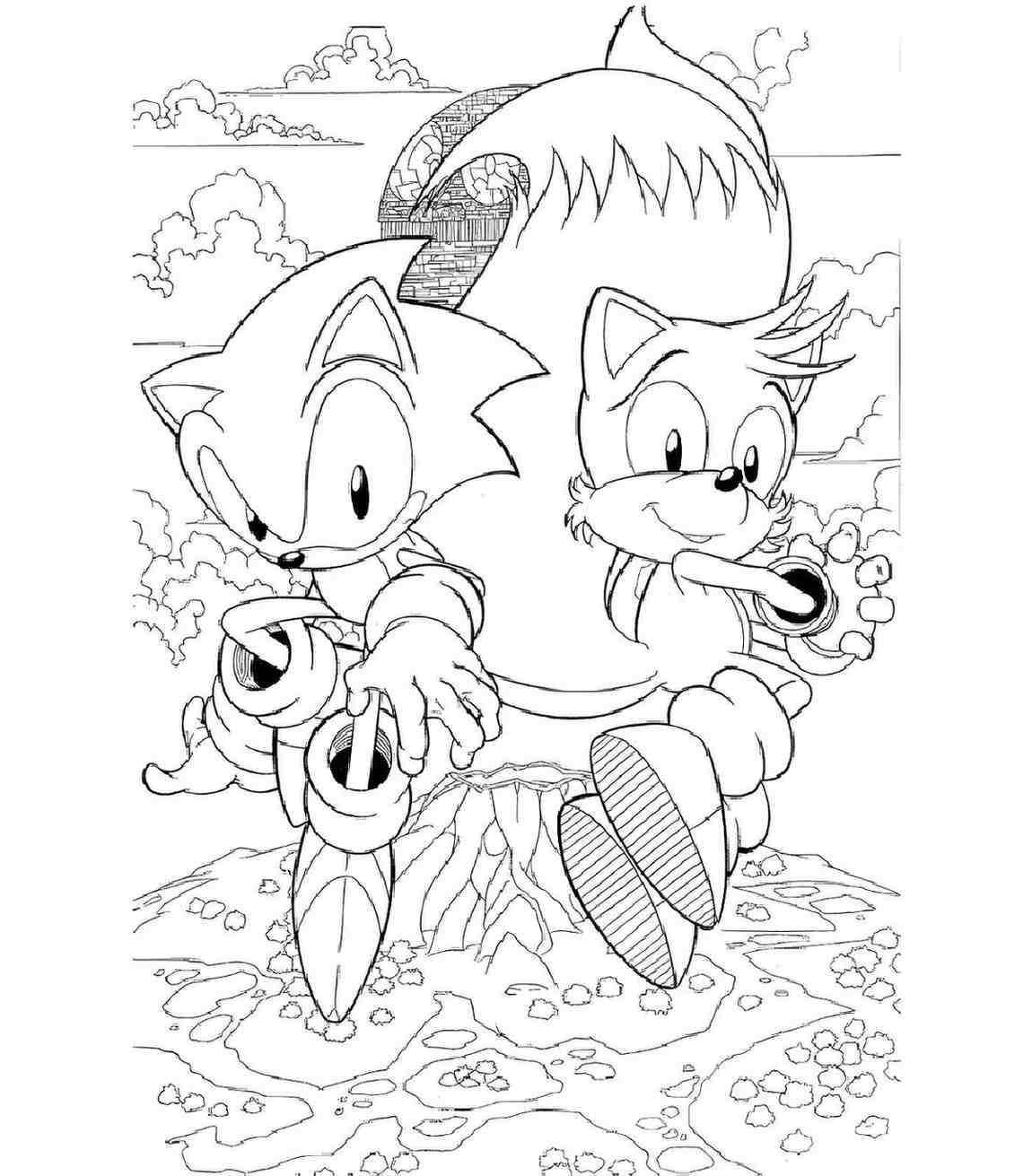 Desenho do Tails e Sonic para imprimir e colorir