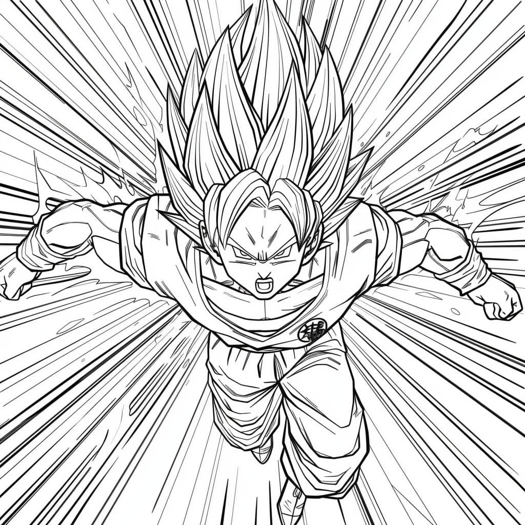 Goku in movement coloring page195 1