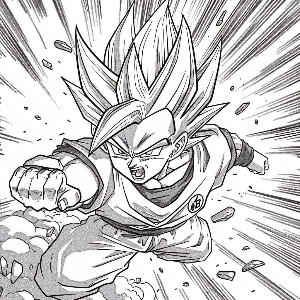 Goku in movement coloring page195 2