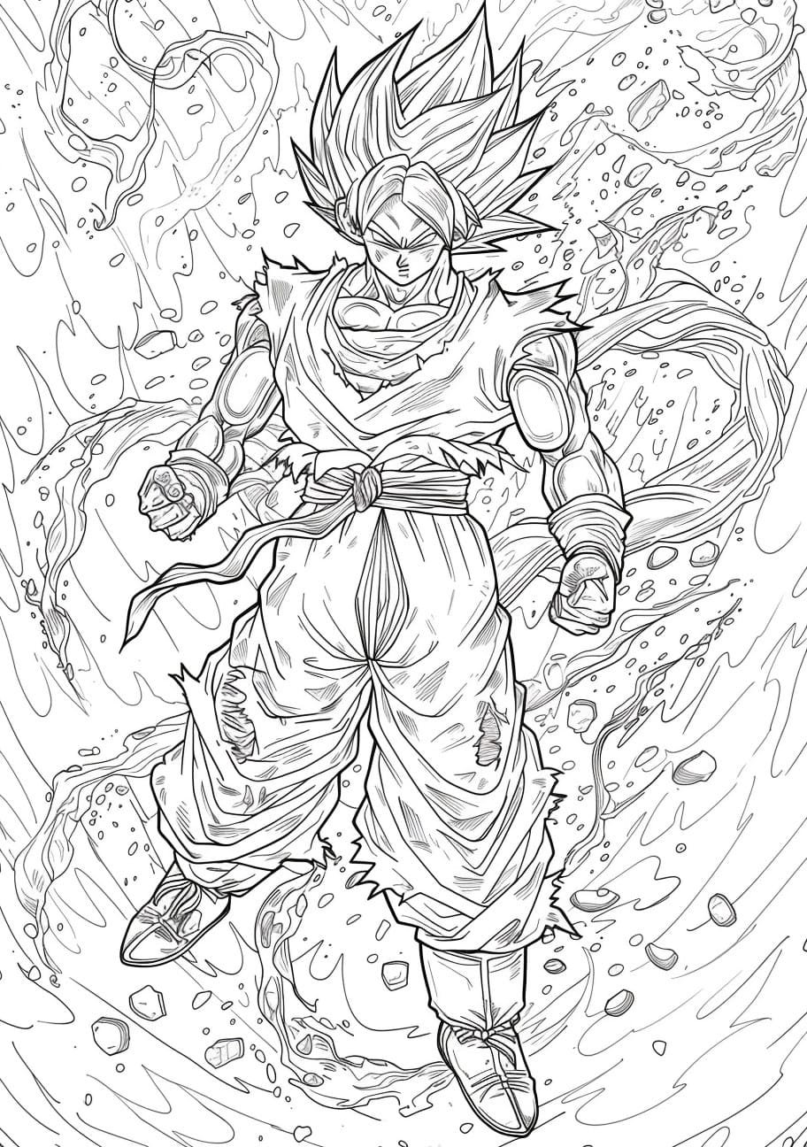 Goku in movement coloring page399 0