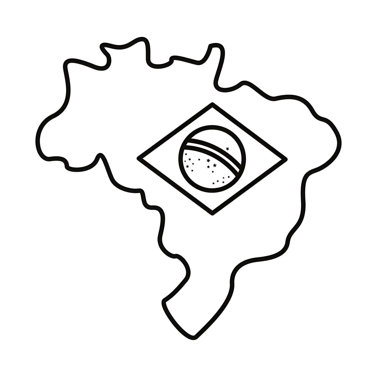 brasil com bandeira em mapa do brasil simples