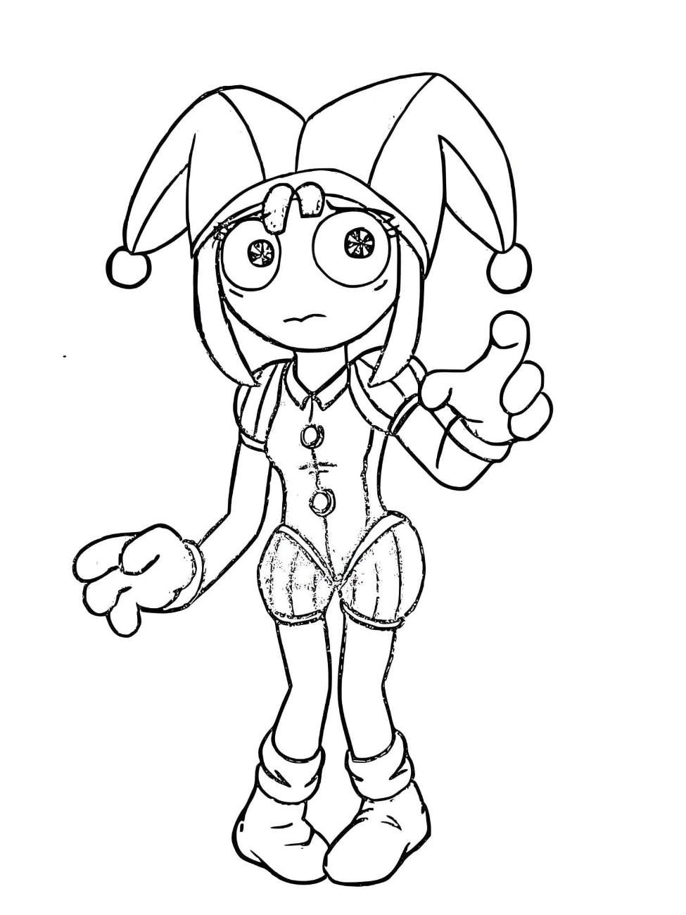 desenho da pomni de o incrivel circo digital para colorir