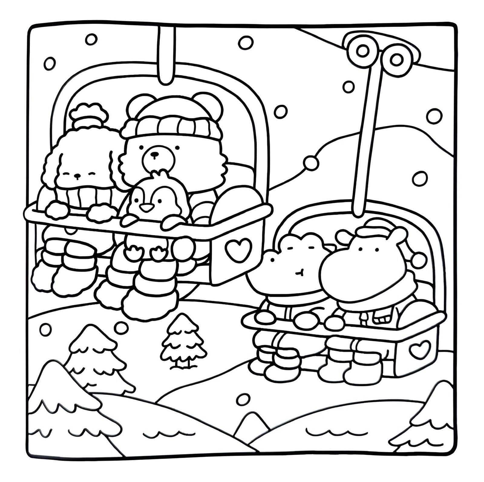 desenho de animais no teleferico na neve Bobbie Goods para imprimir scaled 1