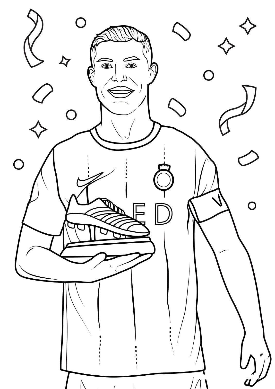 desenho do cristiano ronaldo bota de ouro al nassr para colorir