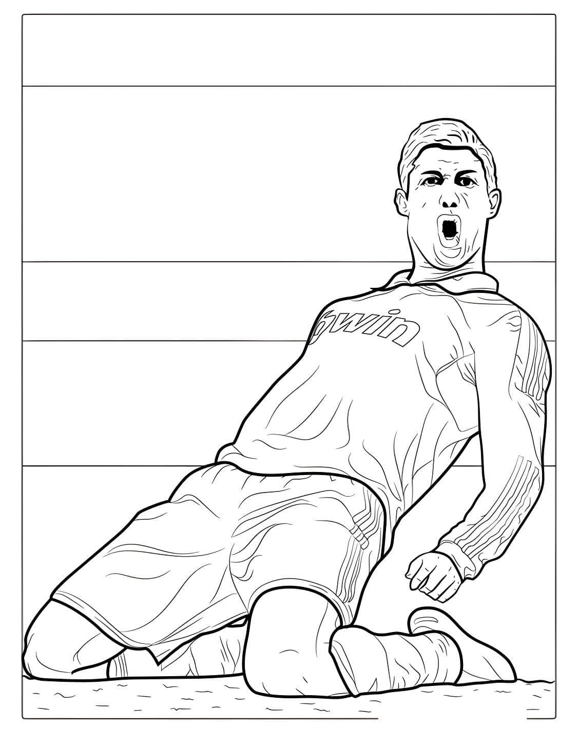 desenho do cristiano ronaldo deslizando para colorir