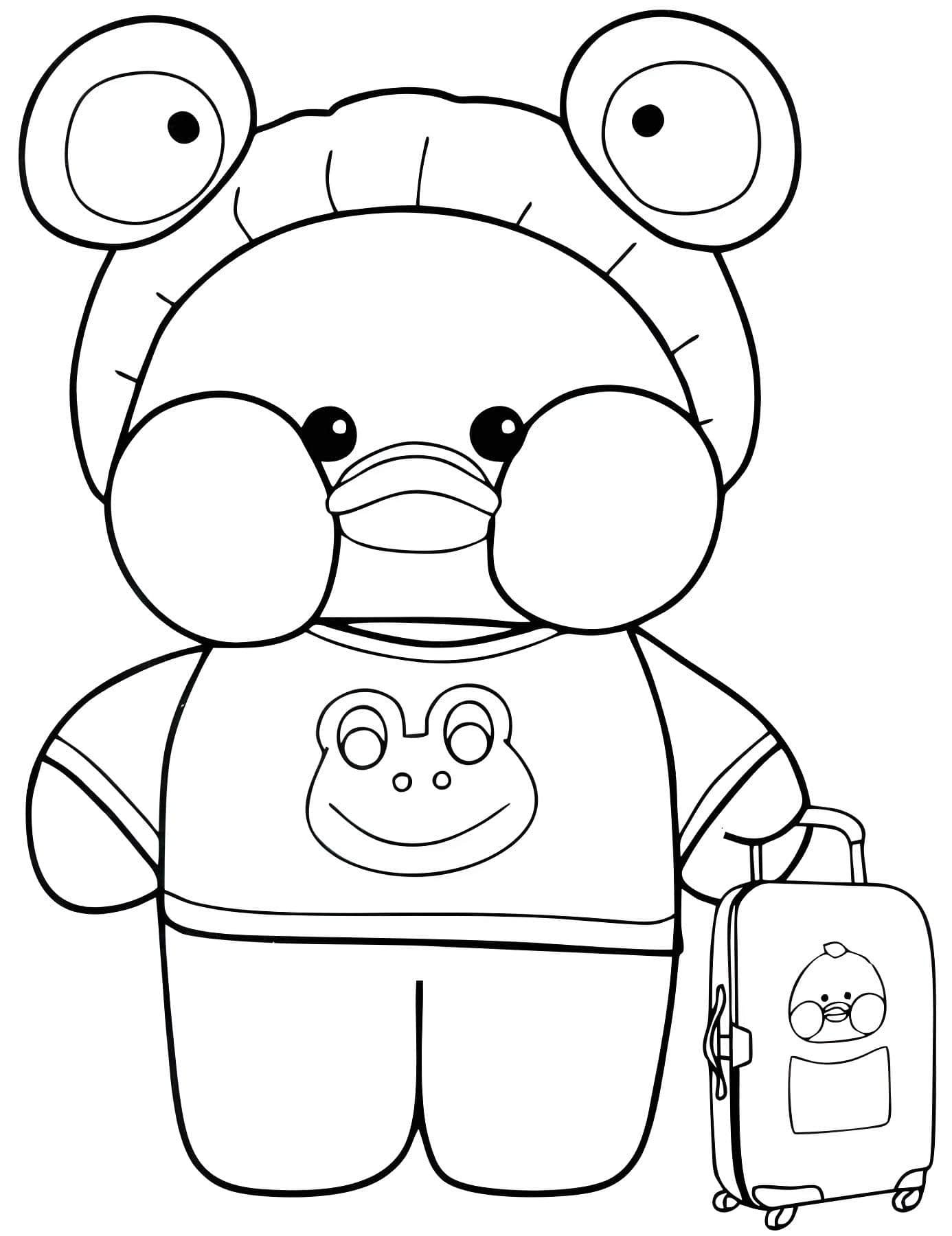 desenho do paper duck com mala para imprimir e colori