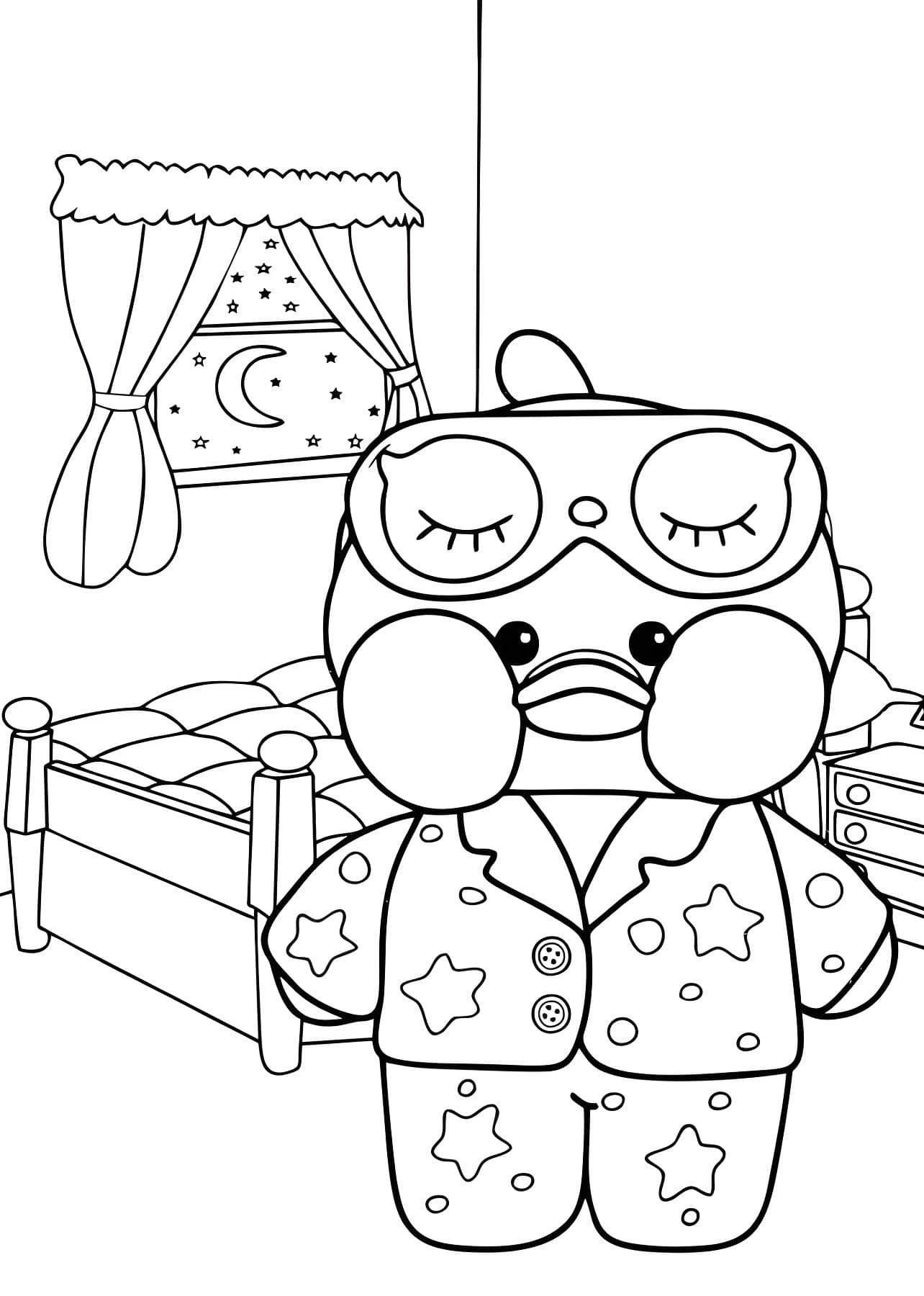 desenho do paper duck de pijama para imprimir e colori