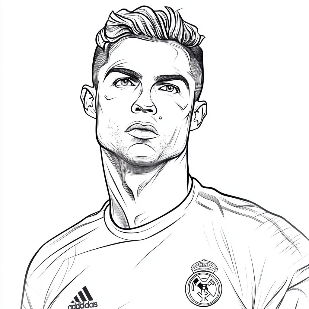 desenho muito simple para colorir do cristiano ronaldo o numero 7 du real madrid e portugal226 2