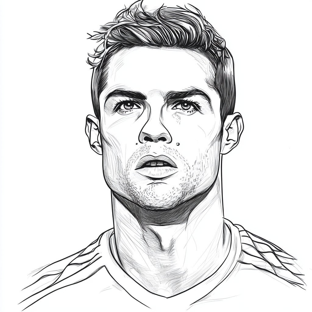 desenho muito simple para colorir do cristiano ronaldo o numero 7 du real madrid515 1