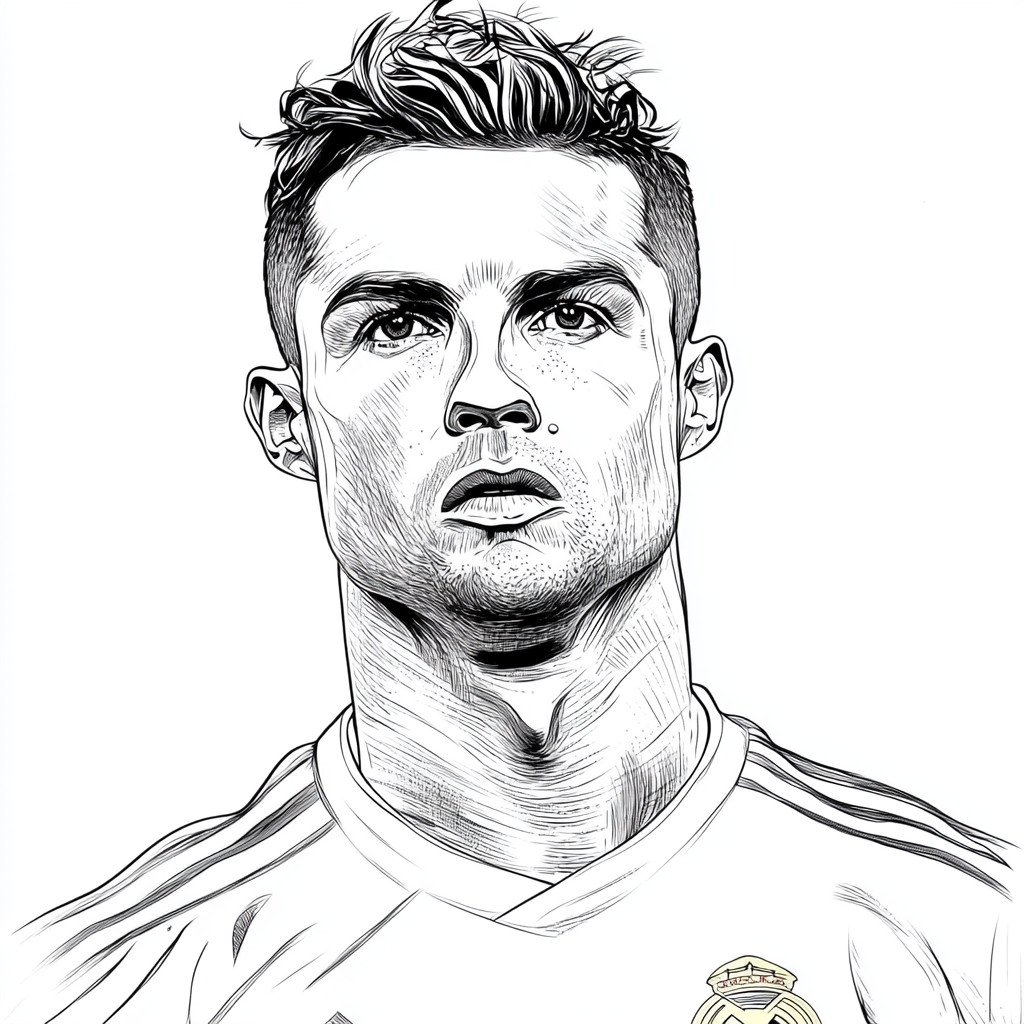 desenho muito simple para colorir do cristiano ronaldo o numero 7 du real madrid515 2
