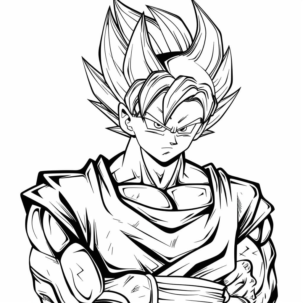 desenho simple para colorir do goku dragon ball clear background752 0