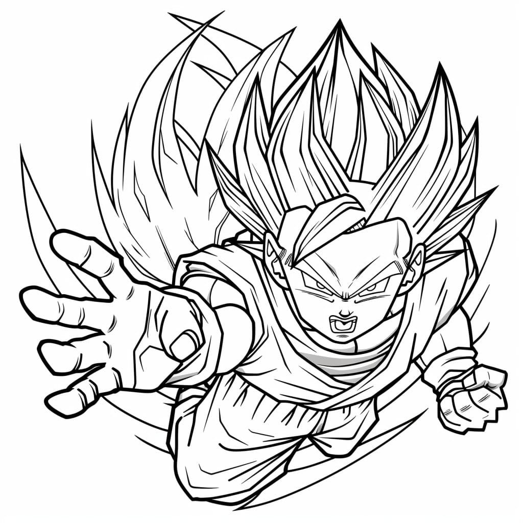 desenho simple para colorir do goku dragon ball clear background752 1