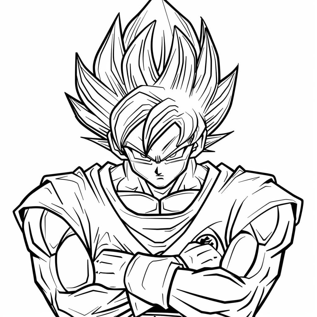 desenho simple para colorir do goku dragon ball clear background752 2