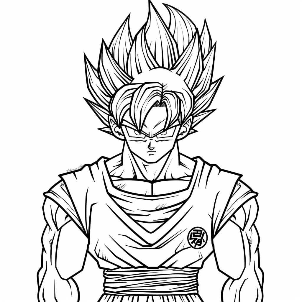 desenho simple para colorir do goku dragon ball clear background752 3