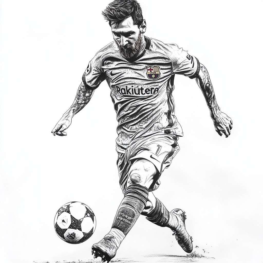 desenhos simples para colorir do lionel messi o jugador do futbol club barcelona jogando o futebol892 1
