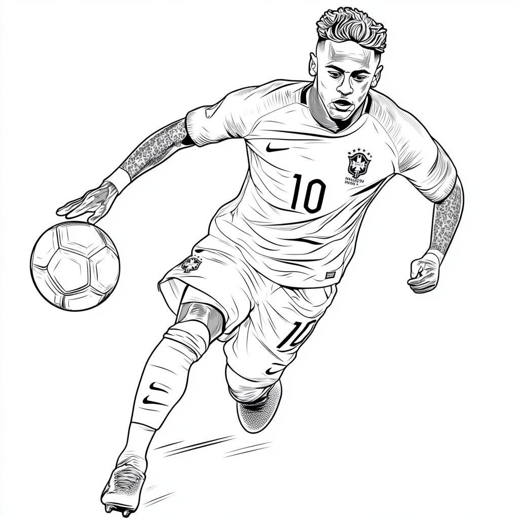 pagina simple neymar jr jogando futebol para colorir e imprimir709 0