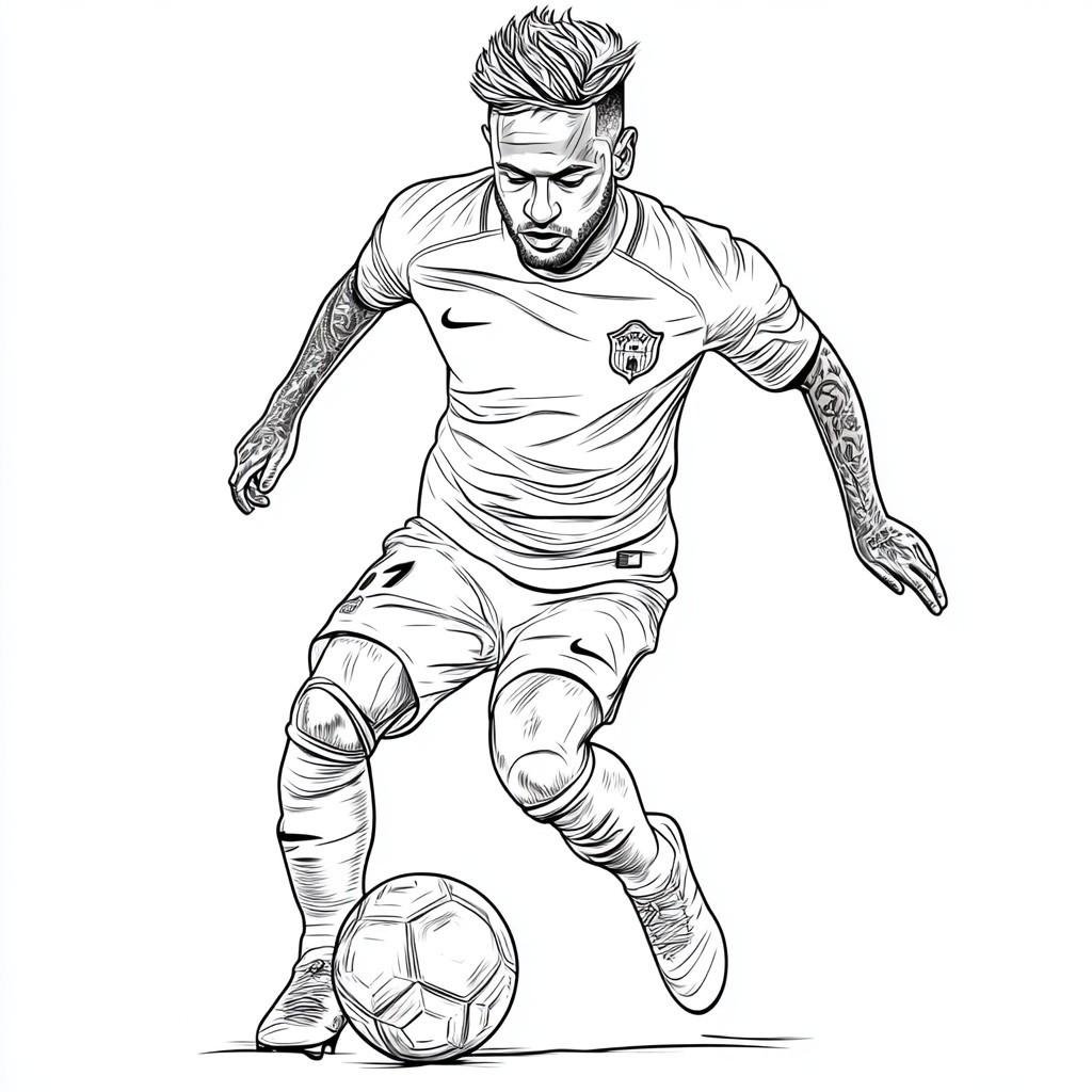 pagina simple neymar jr jogando futebol para colorir e imprimir709 1