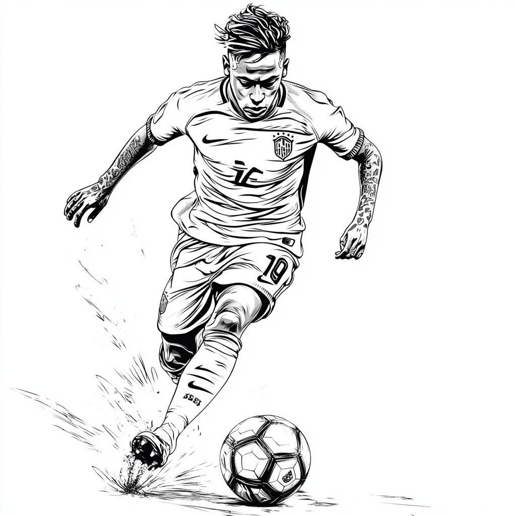 pagina simple neymar jr jogando futebol para colorir e imprimir709 2