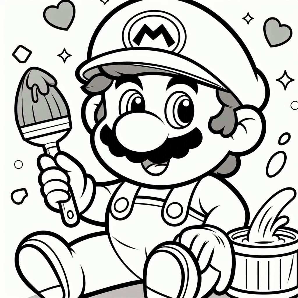 desenho para colorir e imprimir do super mario bros 1