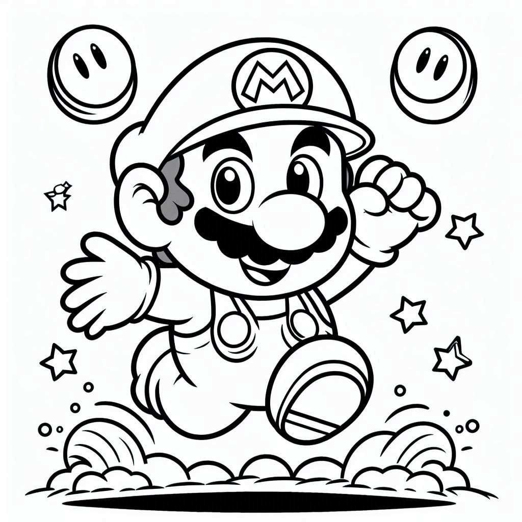desenho para colorir e imprimir do super mario bros 5