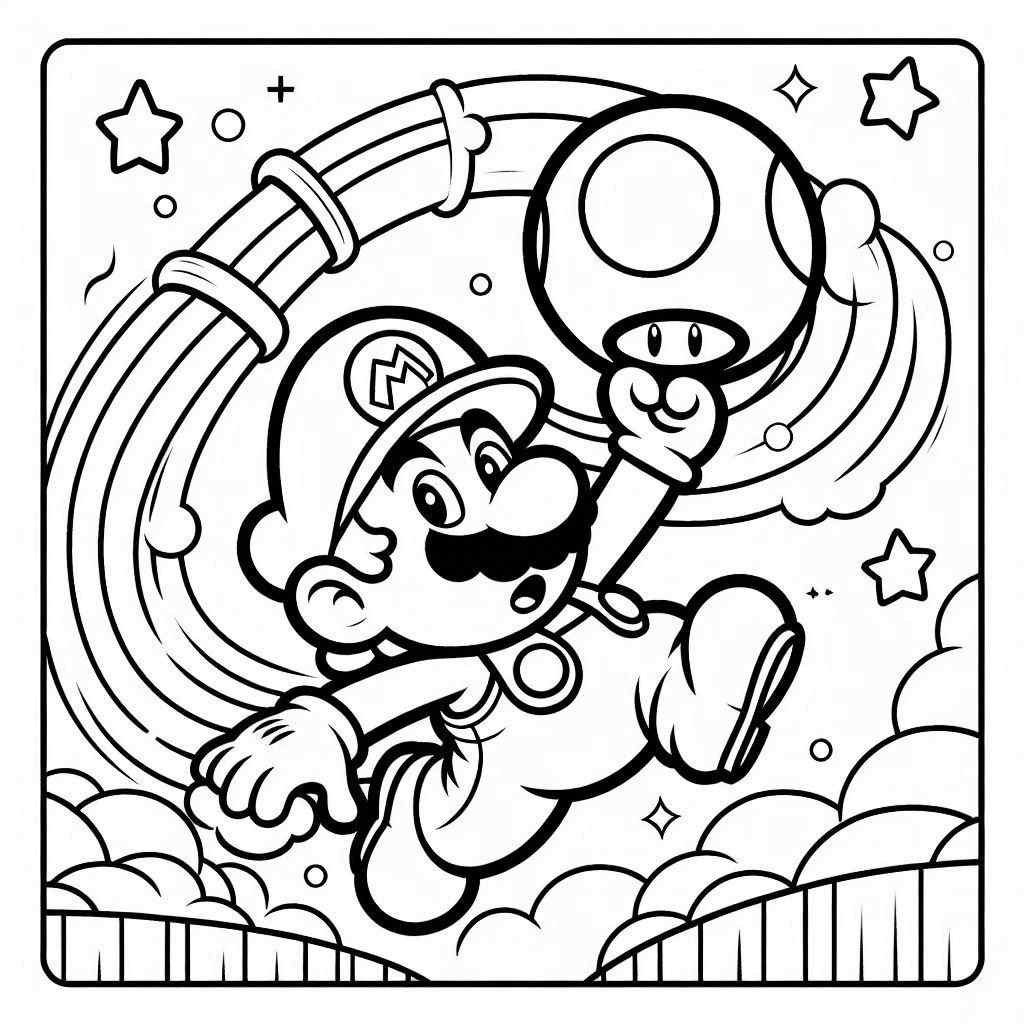 desenho para colorir e imprimir do super mario bros 6