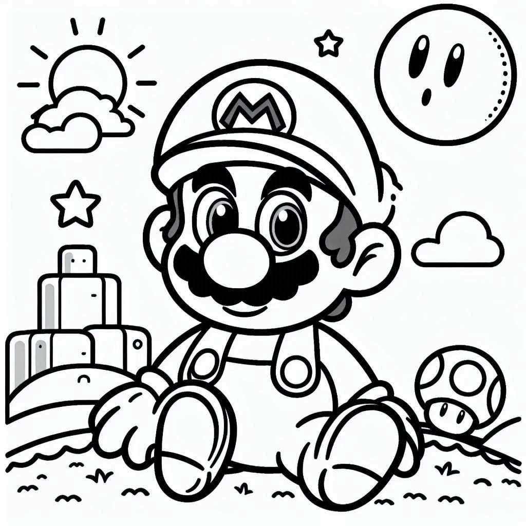 desenho para colorir e imprimir do super mario bros 7
