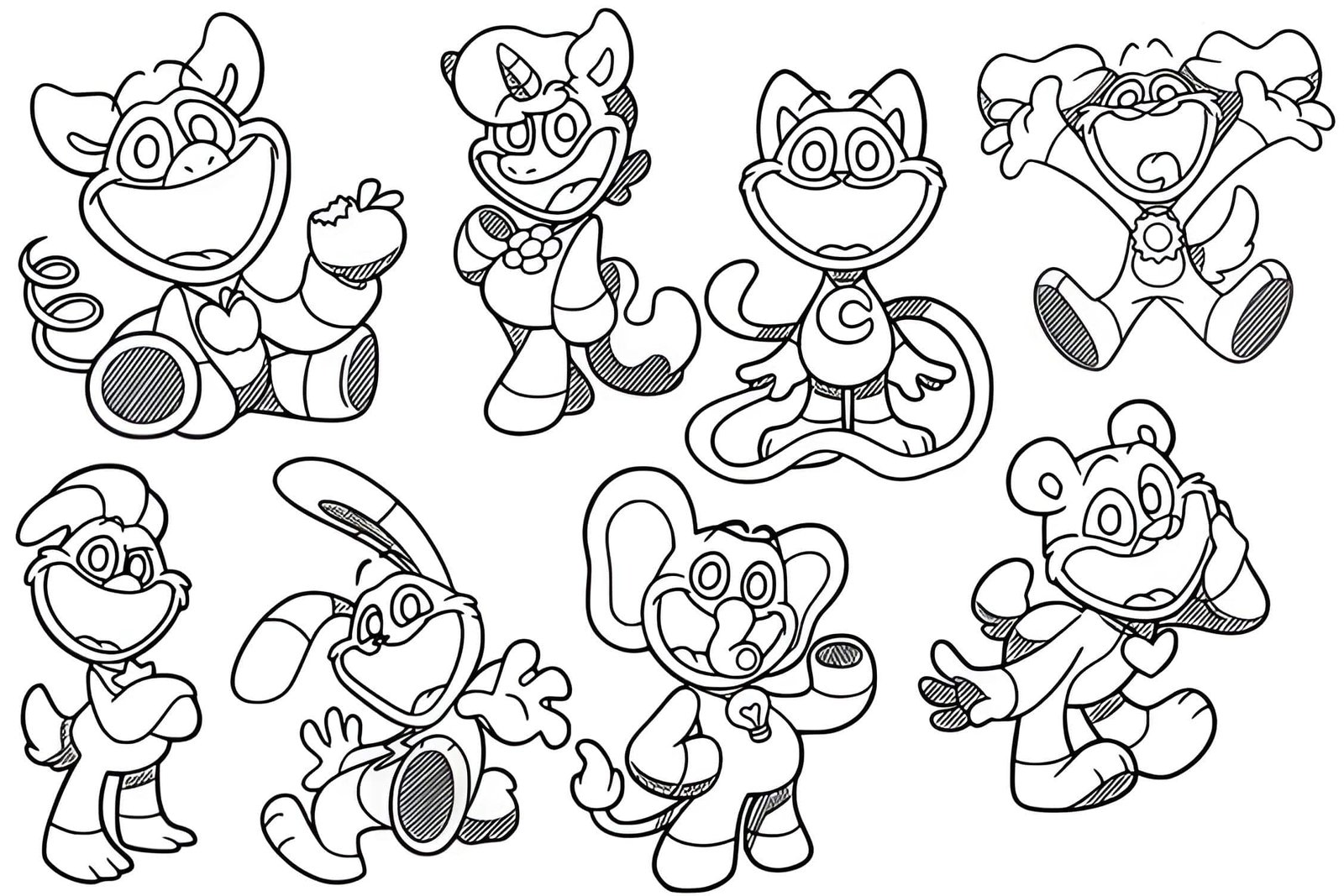 smiling critters grupo de personagens poppy playtime para colorir